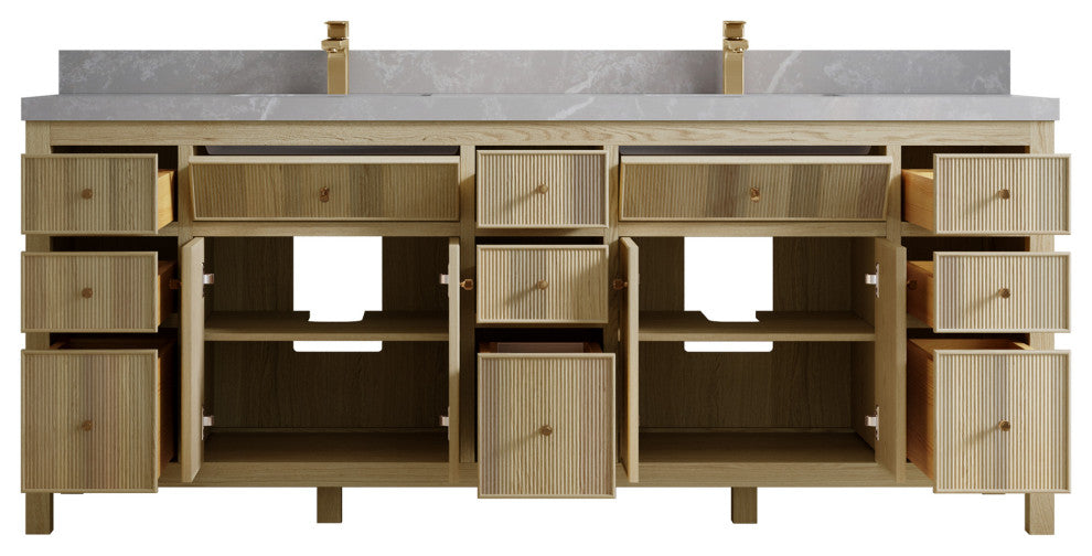 Sonoma Oak 84 Double Sink Bath Vanity with 2" Empira White Quartz