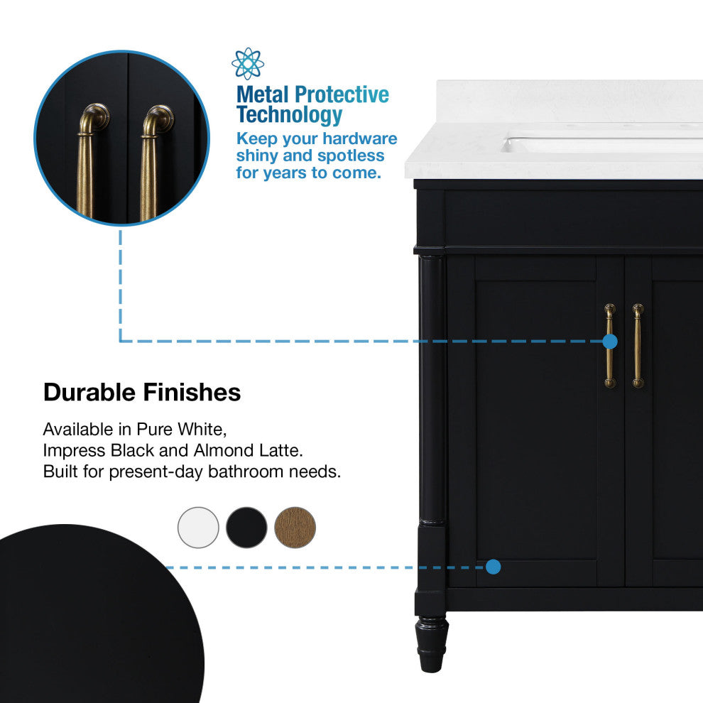 OVE Decors Salisbury Bathroom Vanity, Black, 60 in