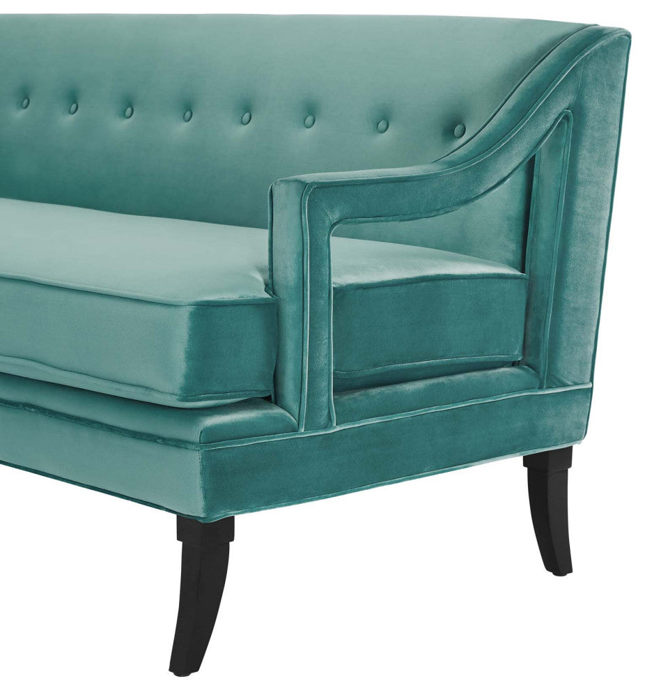 Armchair and Sofa Set, Set of 3, Velvet, Teal Blue, Modern, Lounge Hospitality