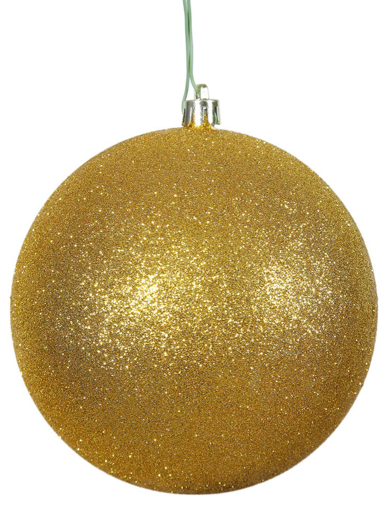 Vickerman N591030Dg 4" Antique Gold Glitter Ball Ornament, 6 Per Bag