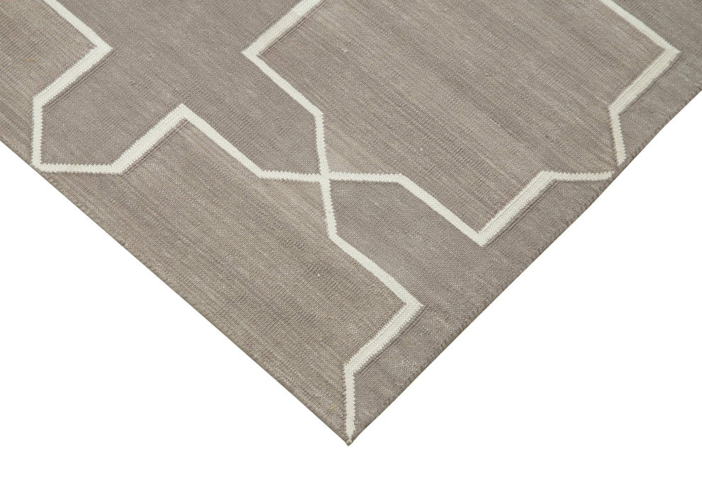 Rug N Carpet - Handmade Wool 3' 8'' x 5' 7'' Modern Design Dhurrie Kilim Rug