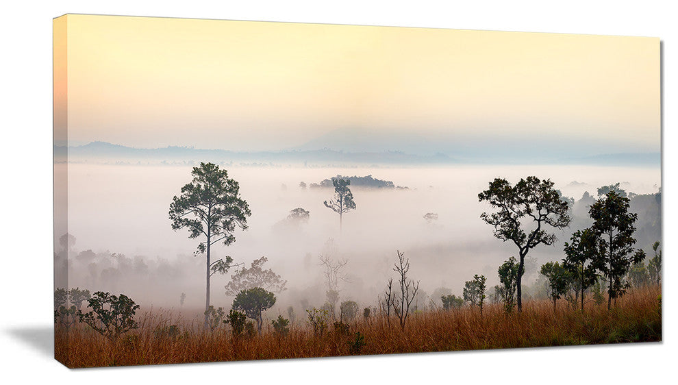 Misty Morning Panorama, Landscape Canvas Art Print, 40x20