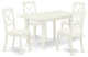 5-Pc Dinette Set 4 Chairs, Faux Leather Seat, Butterfly Leaf Table, Linen White