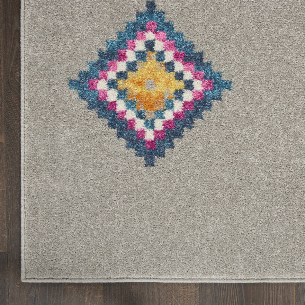 8" x 10" Gray and Multicolor Geometric Area Rug