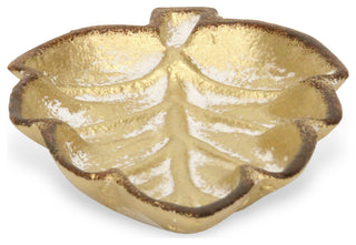 Adriano Golden Cast Iron Leaf Dish Decor