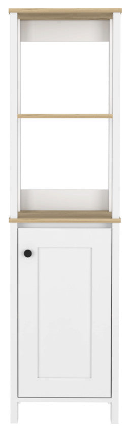 Linen Cabinet Jannes, Bathroom, Light Oak / White