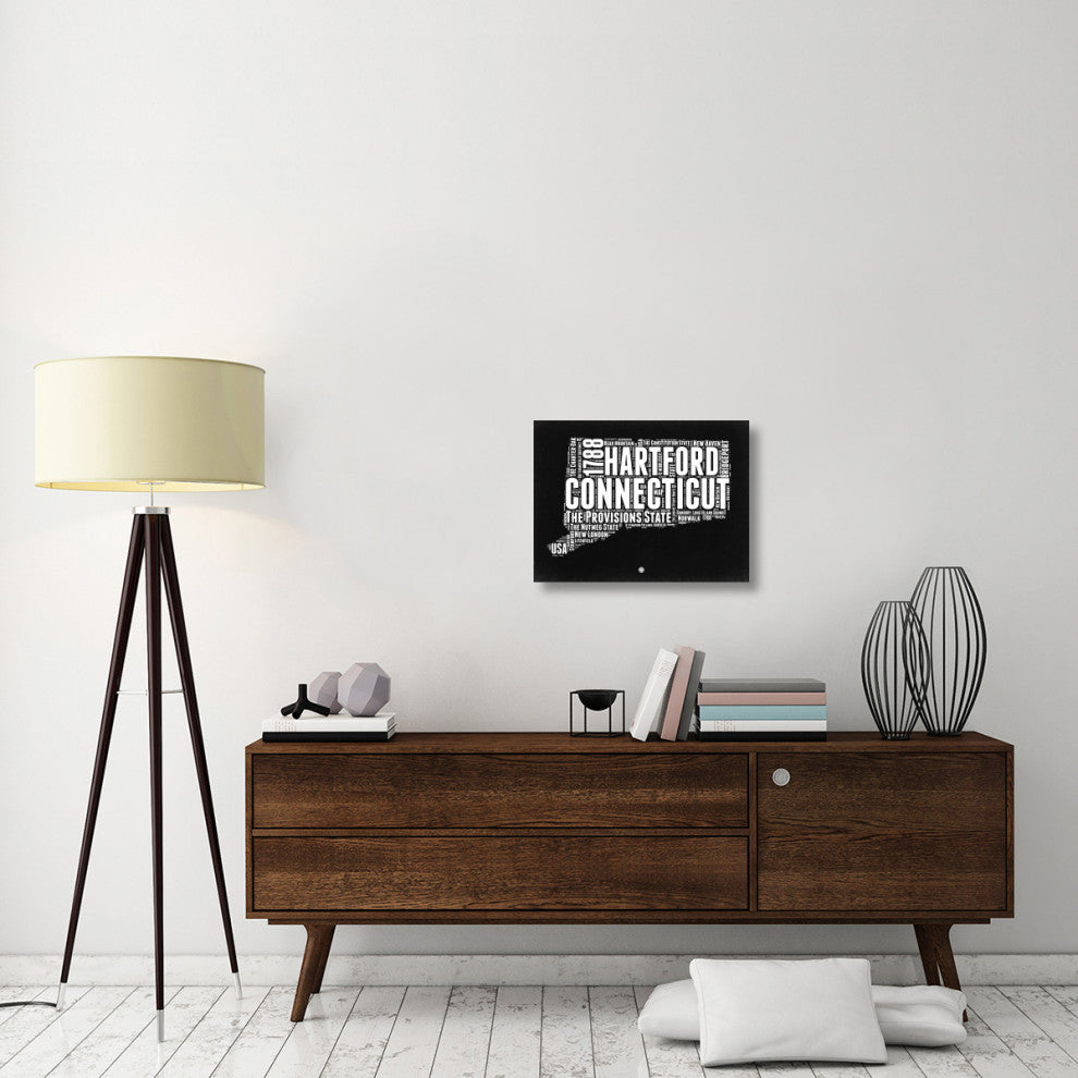 "Connecticut Black and White Map" Fine Art Print