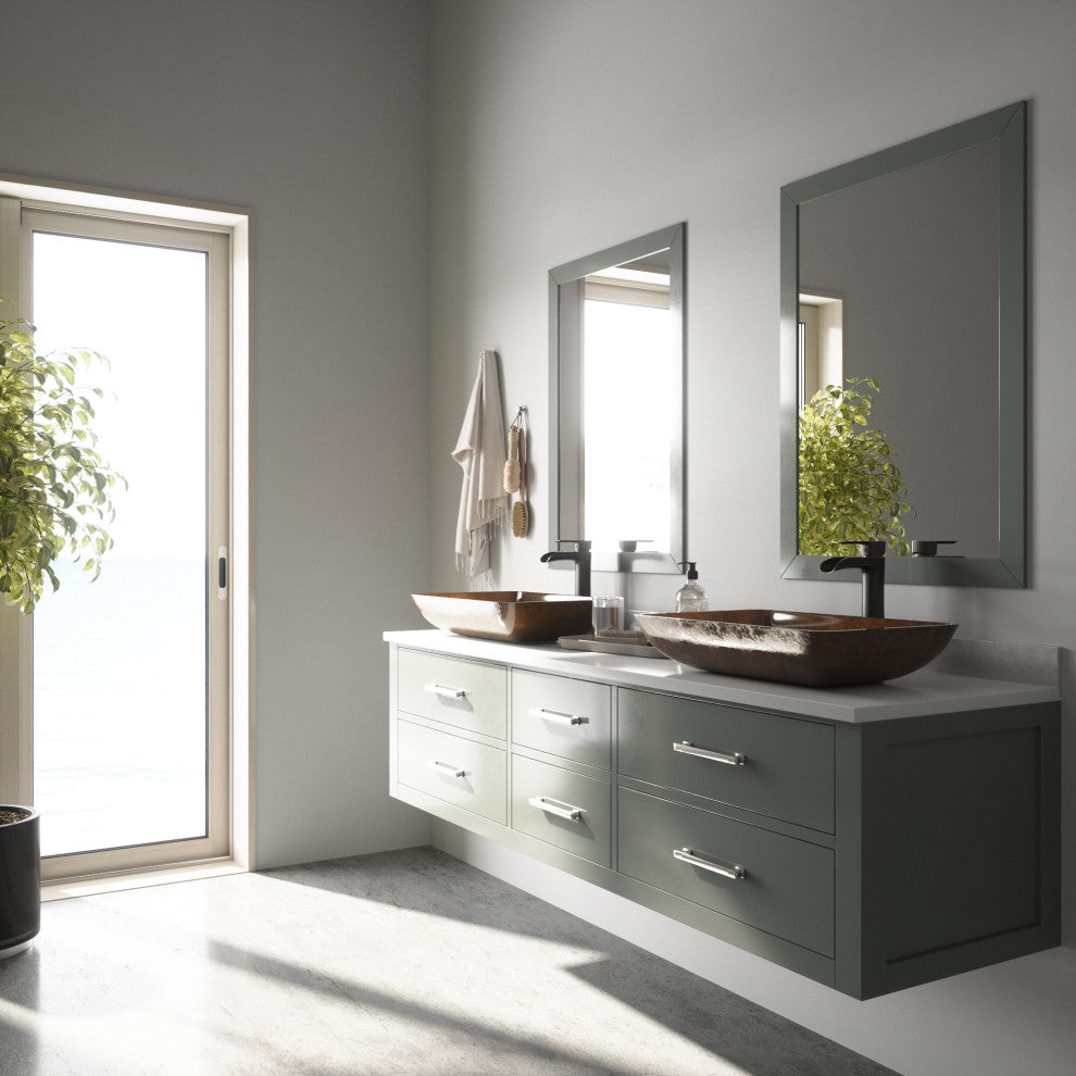 Donatello 23"L x 15"W Glass Vessel Sink and Niko 11"H Faucet Set