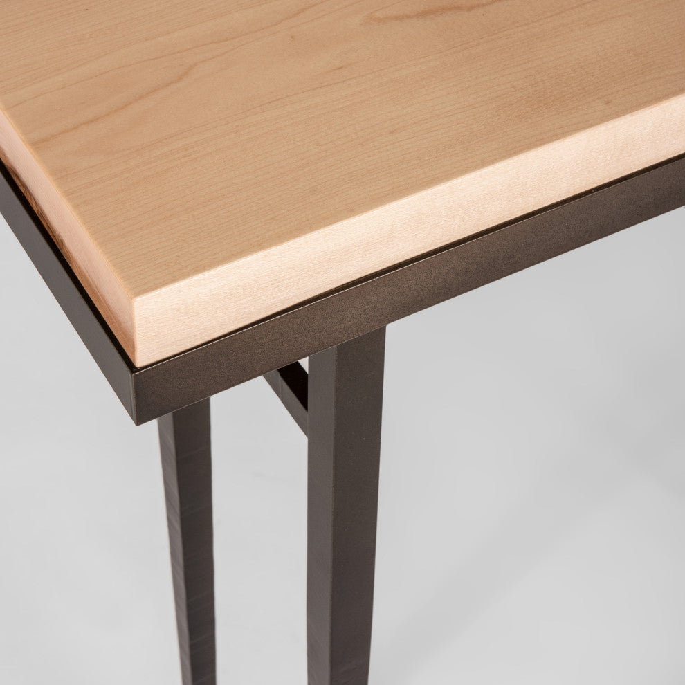 Wick 30" Console Table, Bronze Finish, Maple Natural Accents