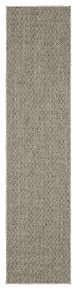 Cannes Solid Diamond Grey/Light Grey Indoor-Outdoor Area Rug Runner 1'10" x 7'6"