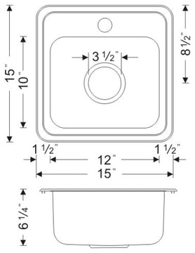 Wells Sinkware Topmount Bar Sink Pack, Stainless Steel, Sink Only