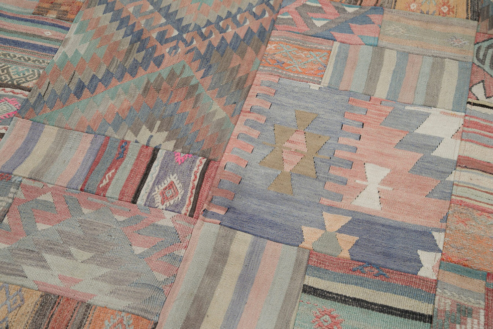 Rug N Carpet - Handmade Turkish 6' 8'' x 9' 11'' Vintage Patchwork Kilim Rug