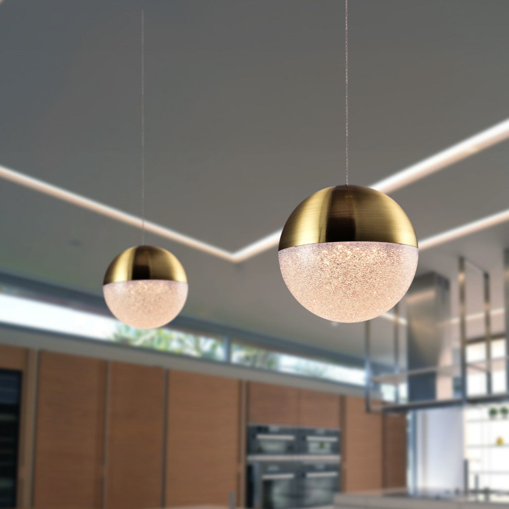 Ravello 5" ETL Certified Integrated LED Pendant Light with Globe Shade, Brass
