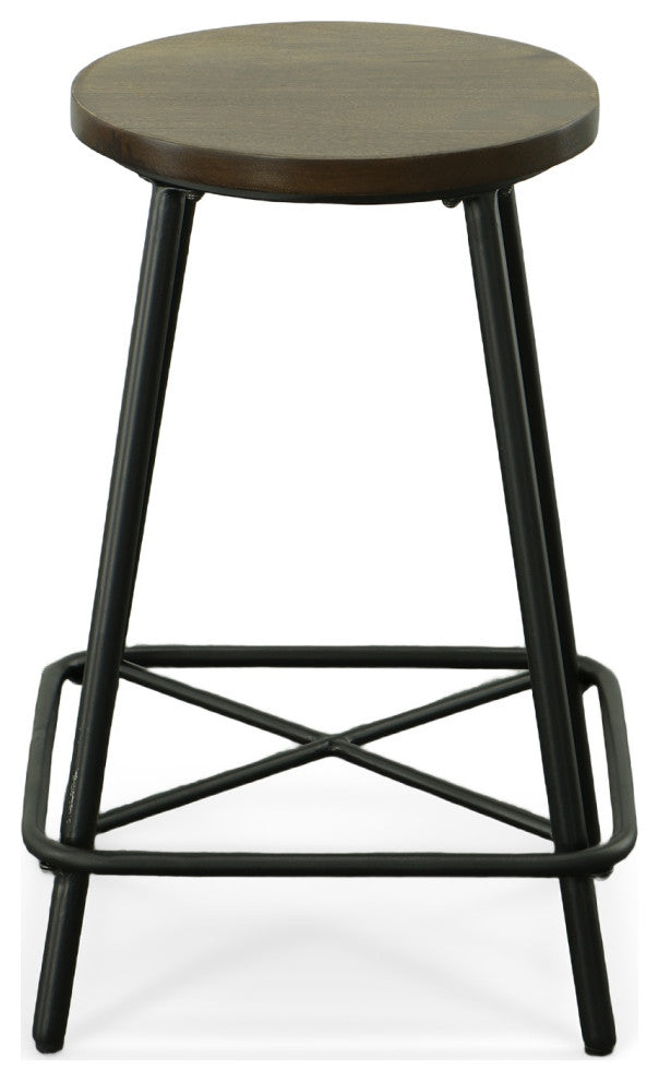 Illona 24" Counter Height Stool Set of 2, Elm/Black