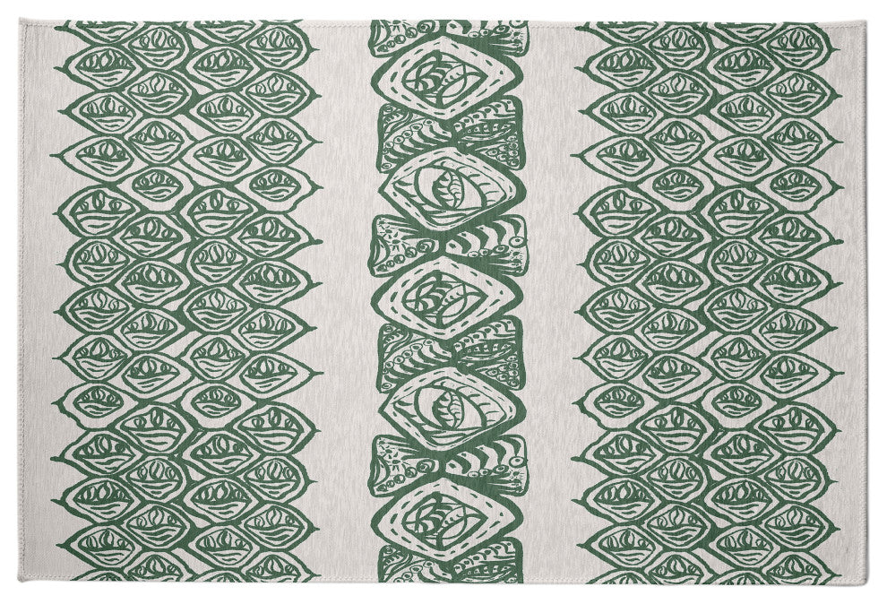 Central Comb Rug, Green, 4'x6'