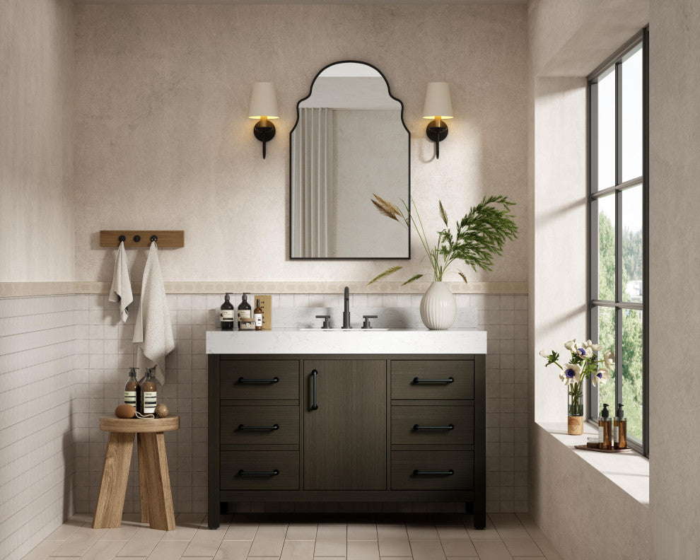 Home Living 48" Single Bathroom Vanity, Mocha Brown With Backsplash