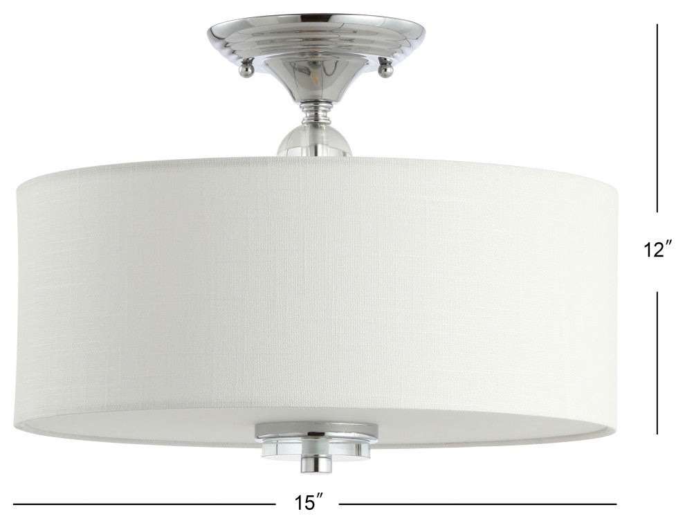 Marc 15" Metal and Crystal LED Flush Mount, Chrome