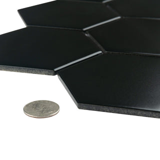 Metro Super 4" Hex Matte Black Porcelain Floor and Wall Tile