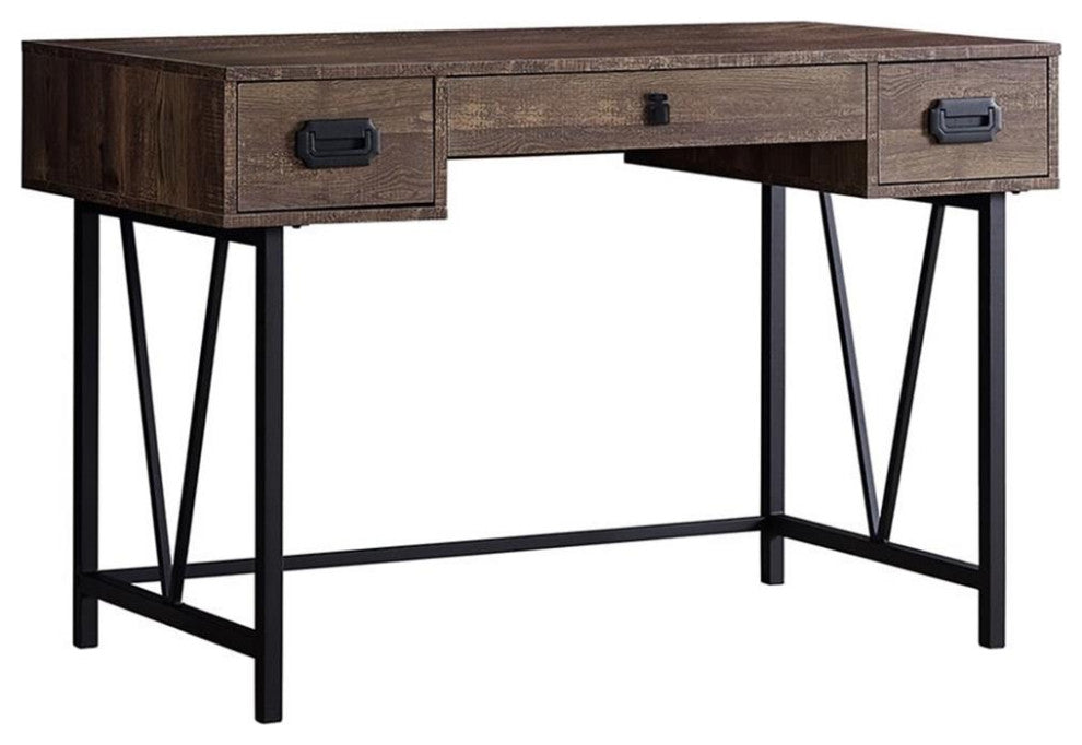 Computer Desk, Laptop, Storage Drawers, 48"L, Work, Metal, Brown, Black
