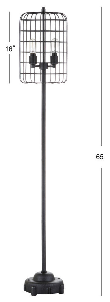 Odette 65" Industrial Metal Floor Lamp, Black and Silver