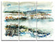 "Blue Winter Lake Watercolor" Painting Metal Wall Art, 3 Panels, 36"x28"