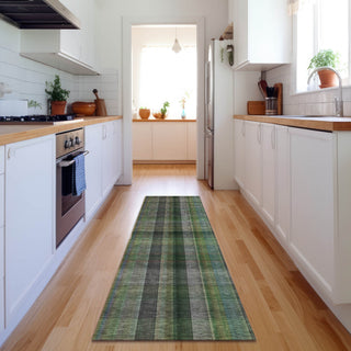 Premium Machine Washable Mayfield AMF548 Green 2'3" x 7'6" Runner Rug