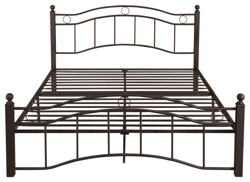 Hallie Contemporary Iron King Bed Frame, Hammered Copper