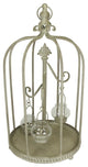 26" Antique-Style Distressed Metal Birdcage Candle Holder