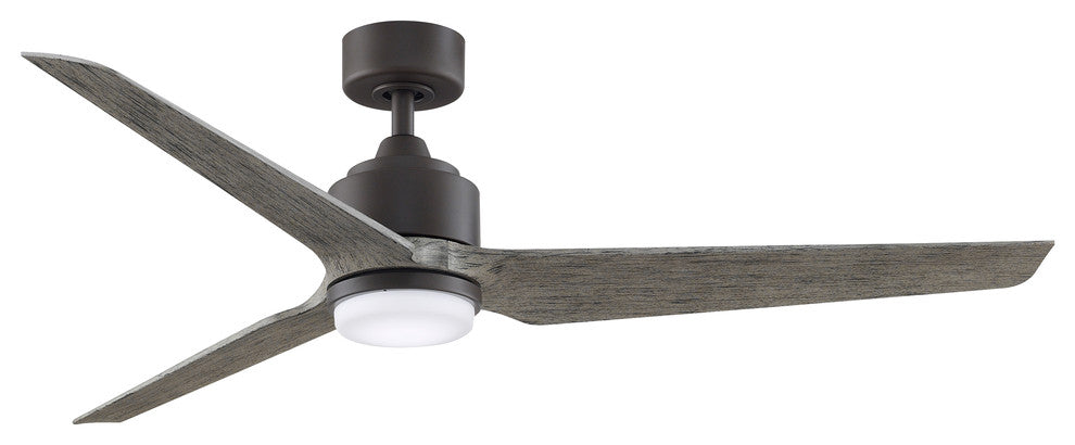 Fanimation TriAire Custom Ceiling Fan/LED Light, Matte Greige/Weathered Wood, 60