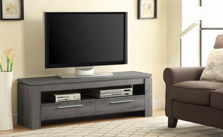 2-Drawer Wood TV Console, Weathered Gray