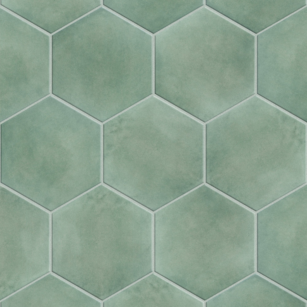 Matter Hex Green Porcelain Floor and Wall Tile