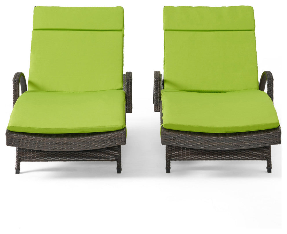 GDF Studio Olivia Outdoor Chaise Lounge Chair  With Off-White Cushion, Set of 2,