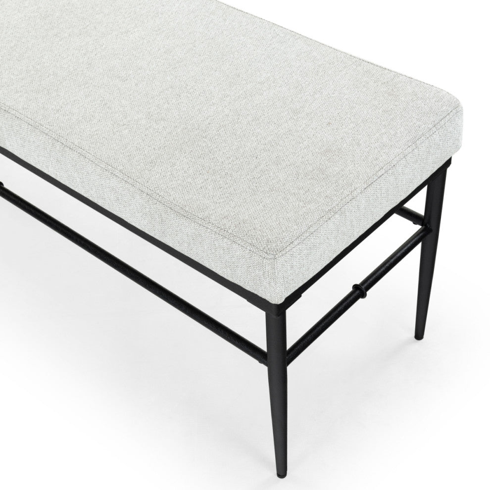 Safavieh Couture Theabella Linen and Metal Bench, Black/Light Grey