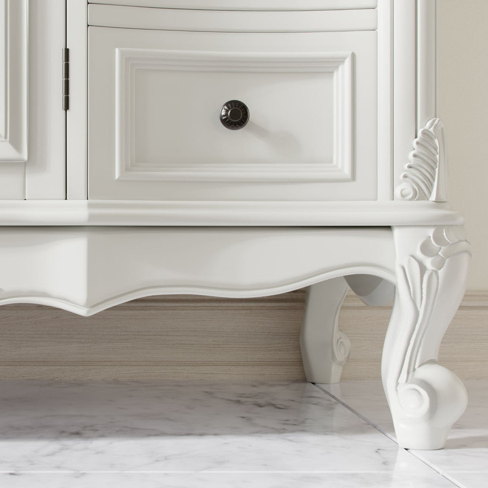 Antique White Traditional Style Single Sink Beckham Bathroom Vanity, White, 48", Single Sink, With Mirror, Freestanding