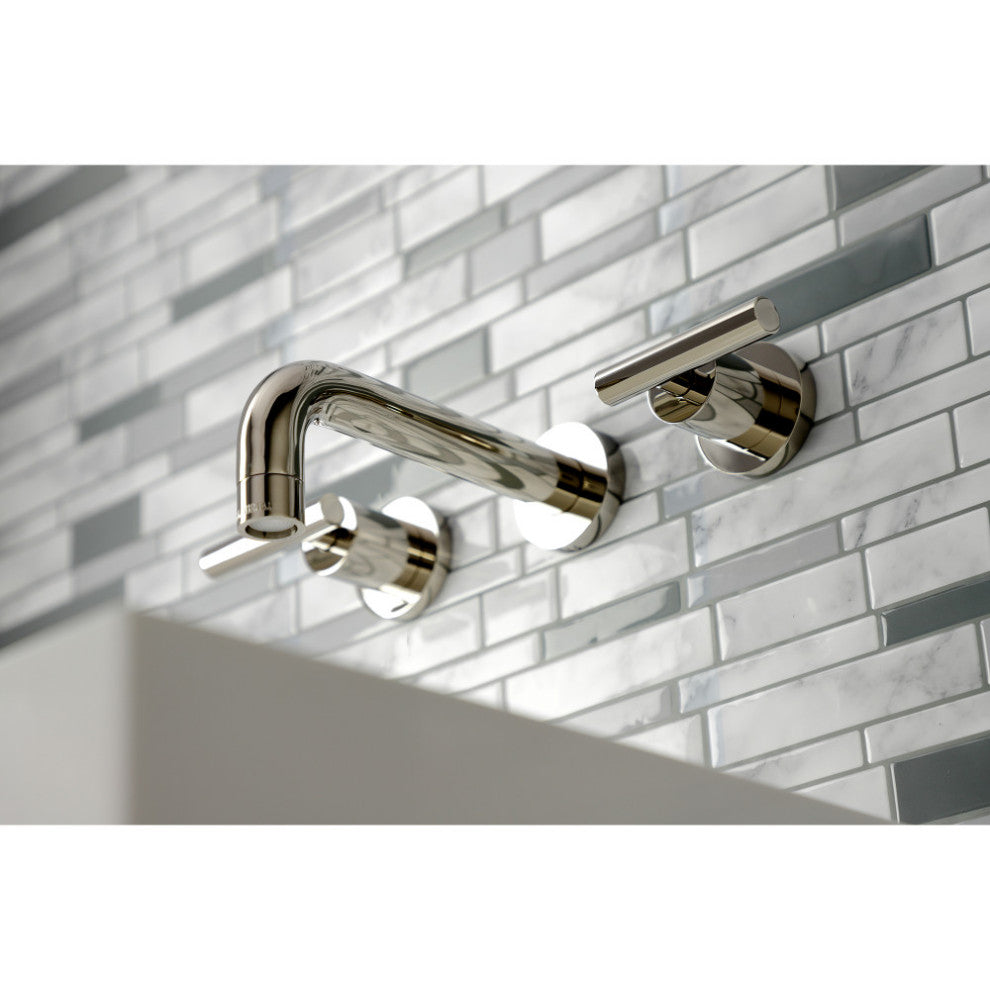 Kingston Brass KS8126CML 2-Handle 8" Wall Mount Bathroom Faucet, Polished Nickel
