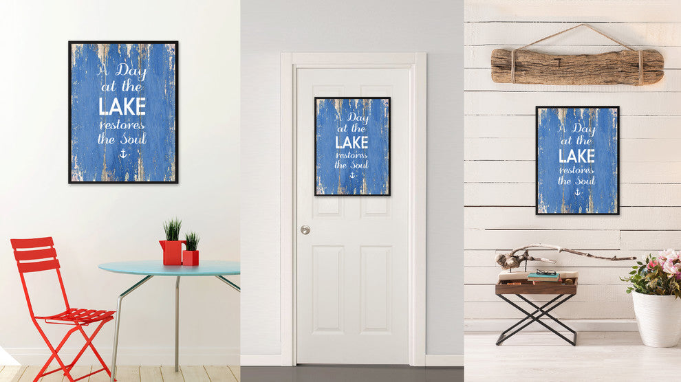 At The Lake Restores The Soul Inspirational, Canvas, Picture Frame, 28"X37"