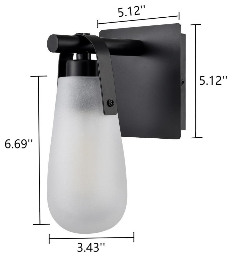 Black Raindrop Wall Sconce With Frosted Glass