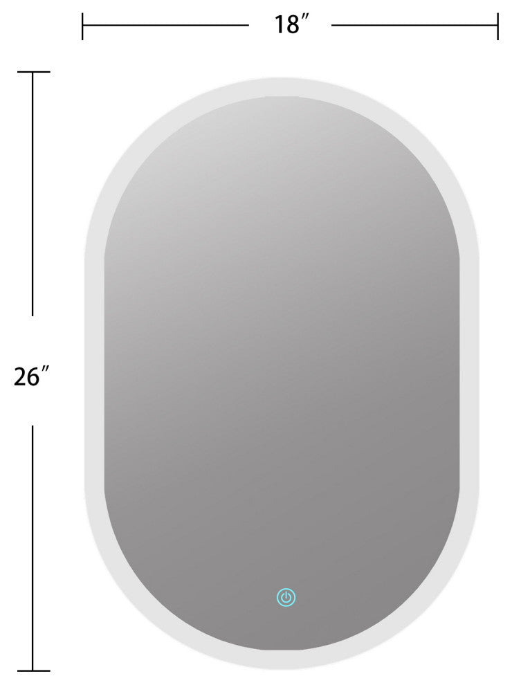 Oval Frameless Dimmable Wall Mounted LED Bathroom Vanity Mirror