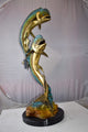 Impressive Pair of Dorado Mahi Mahi Fish Bronze Statue Size: 20" x 18" x 42"H