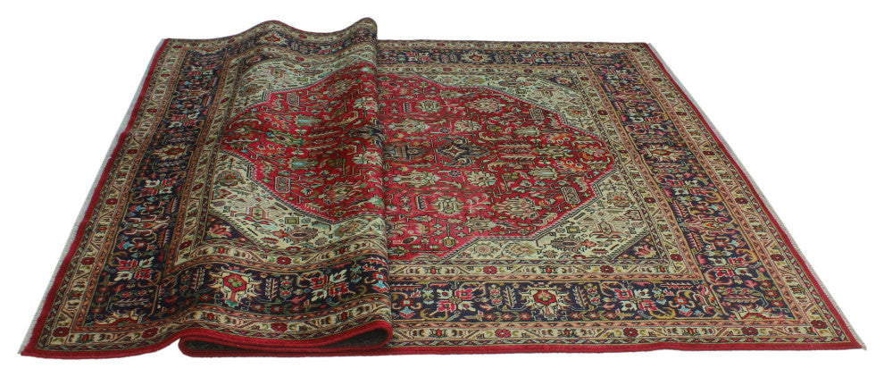 Semi Antique Wakeman Red/Navy Rug, 6'6x9'10