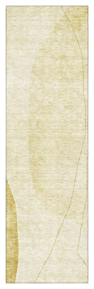 Premium Machine Washable Mayfield AMF696 Gold 2'3" x 7'6" Runner Rug