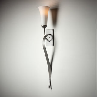 Sweeping Taper Sconce, Natural Iron Finish, Opal Glass