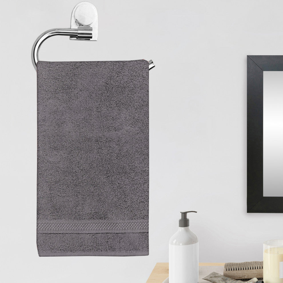 A1HC Hand Towel 6-Piece Set, 100% Ring Spun Cotton, Charcoal