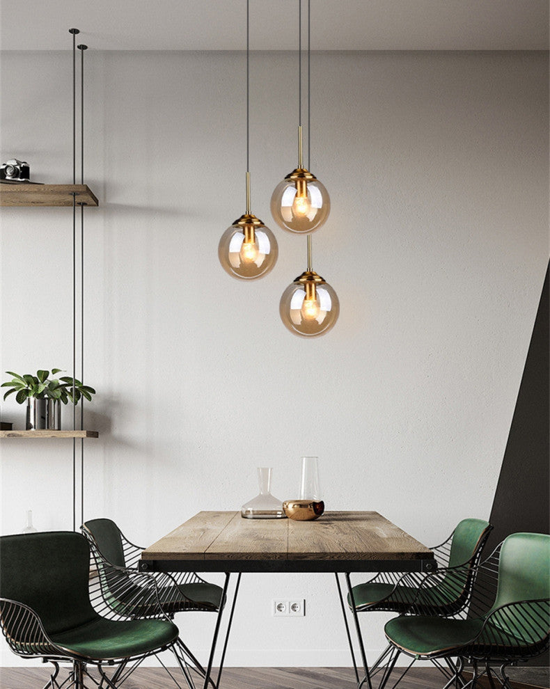 MIRODEMIÂ® Chexbres | Pendant Light in the Shape of Glass Balls, Amber Glass, Warm Light