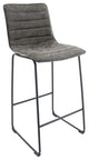 LeisureMod BS29GR Brooklyn 29.9" Leather Bar Stool With Grey Iron Base&Footrest