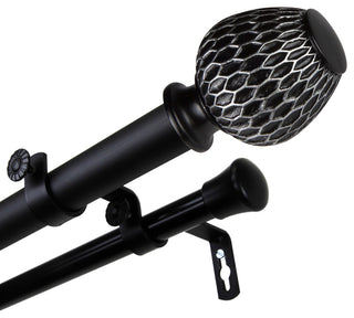 Telmo 1" Double Curtain Rod, Black, 48-84"