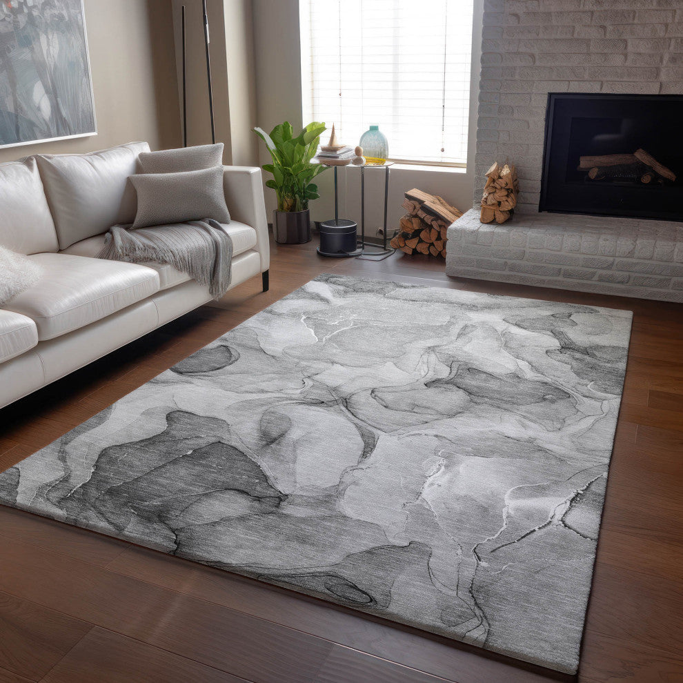Premium Machine Washable Mayfield AMF504 Gray 5' x 7'6" Rug