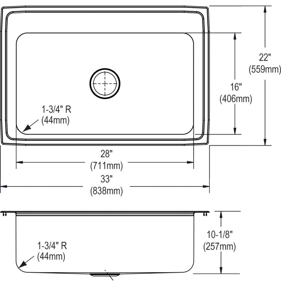 DLRS3322105 Lustertone Classic Stainless Steel 33" x 22" Drop-in Sink, 5 Holes