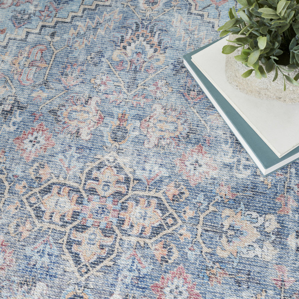 Nicole Curtis Nc Series 1 4' x 6' Light Grey/Blue Machine Washable Area Rugs