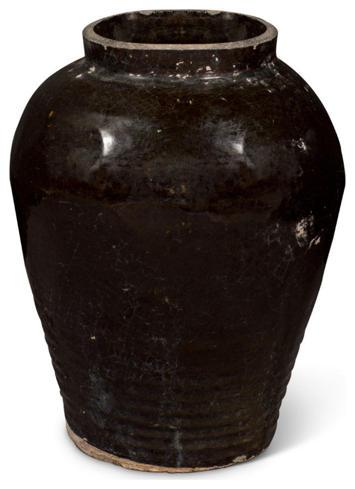 Vintage Village Black Oriental Ceramic Jar